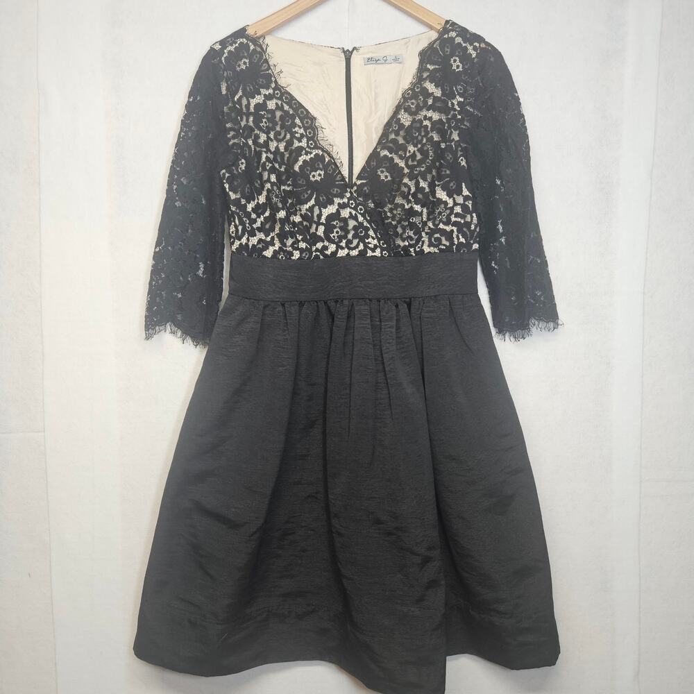 Eliza J Navy Lace Bodice Midi Dress - Picture 2 of 10